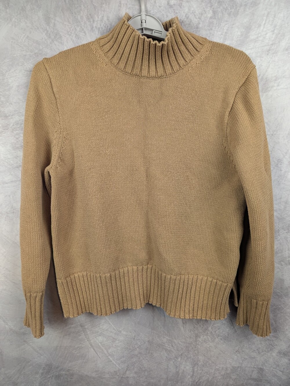 J.Crew 100% Cotton Ribbed Turtleneck Sweater Tan Camel Plus Size 2X